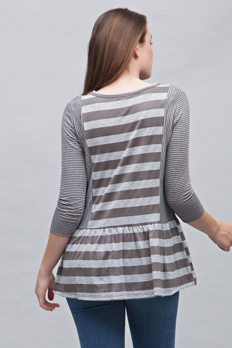 Contrast Stripe Ruffle Tunic