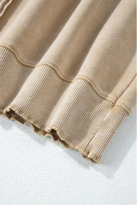 Solid Waffle Knit Patchwork Raglan Sleeve Sweatshirt