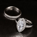  Stirling Silver 925 Engagement Wedding Ring Marquise Halo Micro Pave Rings Bridal Set Simulated Diamonds