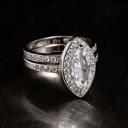  Stirling Silver 925 Engagement Wedding Ring Marquise Halo Micro Pave Rings Bridal Set Simulated Diamonds