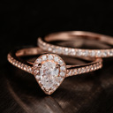  Pear Shape Rose Gold Plated Stirling Silver 925 Engagement Wedding Ring Rings Bridal Set Simulated Diamonds