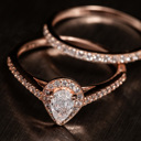  Pear Shape Rose Gold Plated Stirling Silver 925 Engagement Wedding Ring Rings Bridal Set Simulated Diamonds