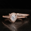  Pear Shape Rose Gold Plated Stirling Silver 925 Engagement Wedding Ring Rings Bridal Set Simulated Diamonds