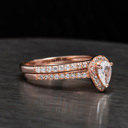  Pear Shape Rose Gold Plated Stirling Silver 925 Engagement Wedding Ring Rings Bridal Set Simulated Diamonds