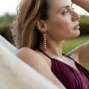  Baby Pleats Long Strand Gold Earrings