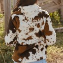  Cow Print Fleece Zip Top