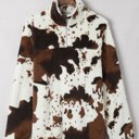  Cow Print Fleece Zip Top