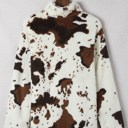  Cow Print Fleece Zip Top