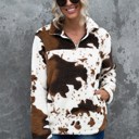  Cow Print Fleece Zip Top