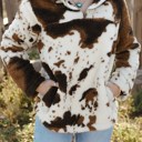  Cow Print Fleece Zip Top