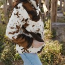  Cow Print Fleece Zip Top