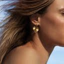  Pleating Heart Huggies 2-Ways Dangled Gold Earrings