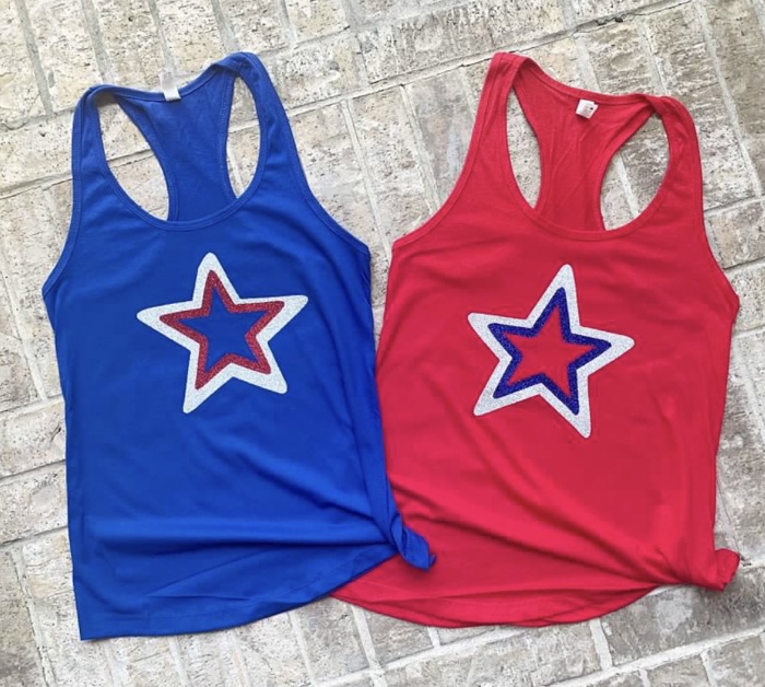 Glitter Star Patriotic Racerback Tank Tops