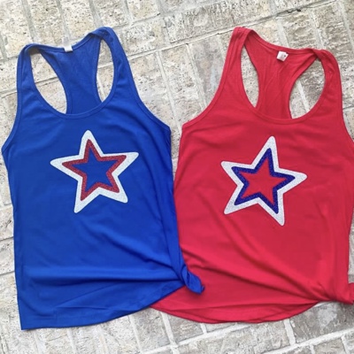 Glitter Star Patriotic Racerback Tank Tops