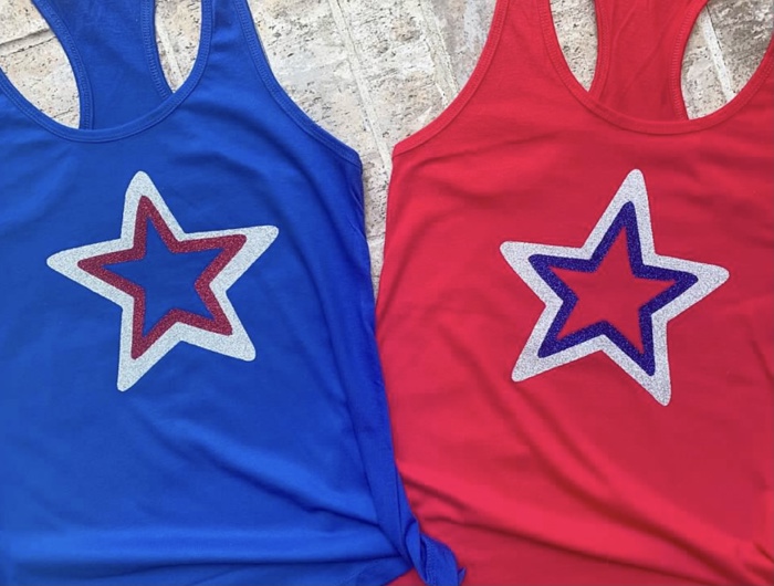 Glitter Star Patriotic Racerback Tank Tops