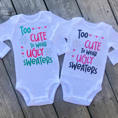 Too Cute To Wear Ugly Sweaters Bodysuit