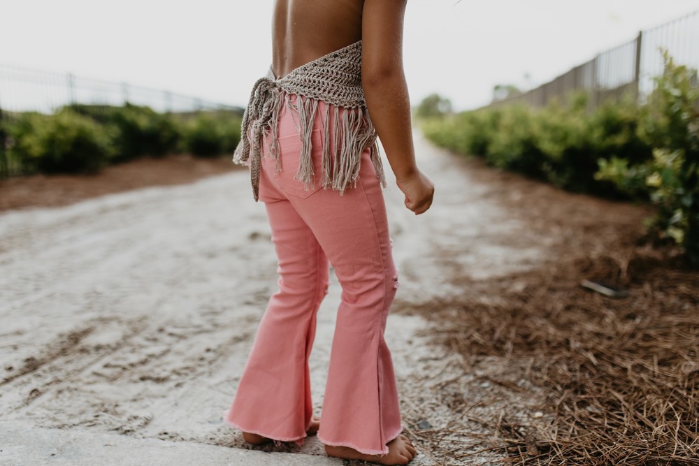 Pink Denim Flare Pant