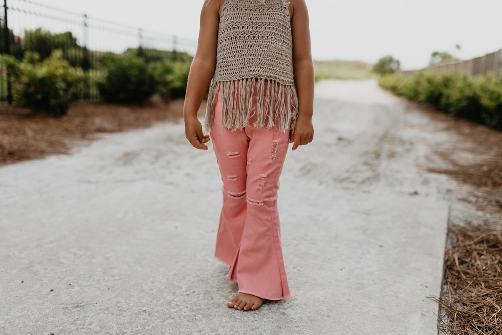 Pink Denim Flare Pant