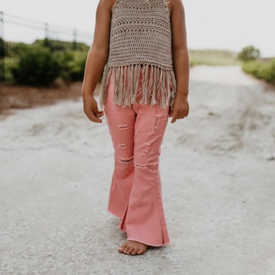 Pink Denim Flare Pant