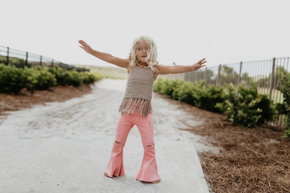 Pink Denim Flare Pant