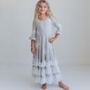  Girls Winter Rose Floral Long Sleeve Ruffles Dress