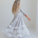  Girls Winter Rose Floral Long Sleeve Ruffles Dress