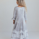  Girls Winter Rose Floral Long Sleeve Ruffles Dress