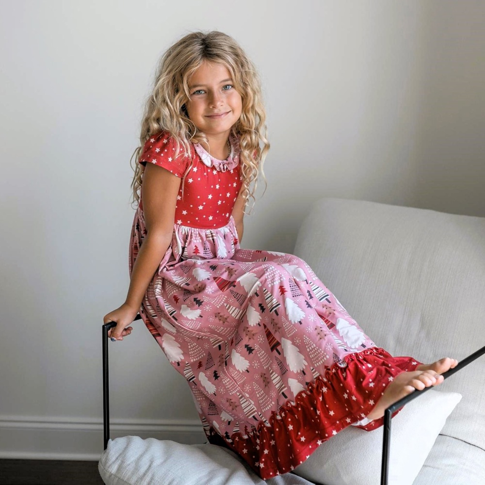 Kids Mauve Holiday Christmas Lounge Gown