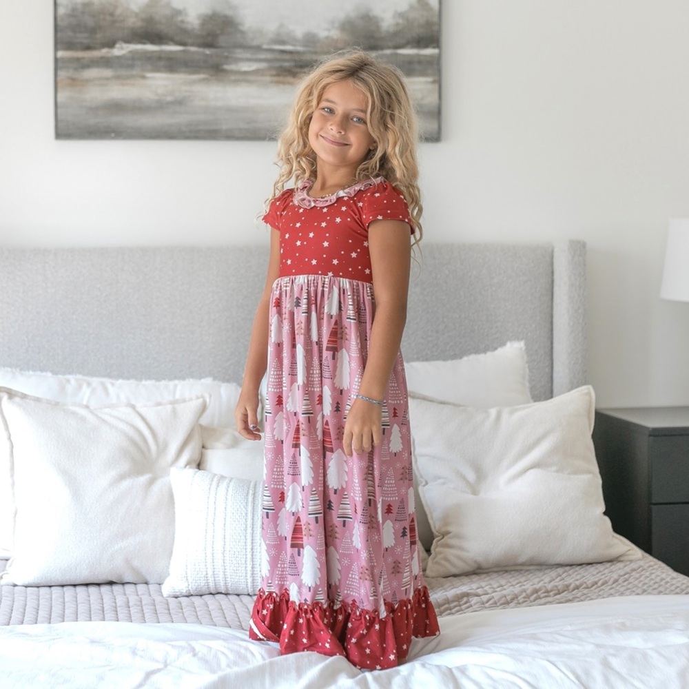 Kids Mauve Holiday Christmas Lounge Gown