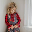  Kids Deer Holiday Christmas Ruffle Button Lounge Gown