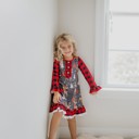  Kids Deer Holiday Christmas Ruffle Button Lounge Gown