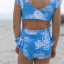  Girls Denim Floral One Piece Swimsuit