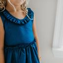  Kids Girls Denim Ruffle Intricate Lace Summer Dress