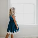  Kids Girls Denim Ruffle Intricate Lace Summer Dress
