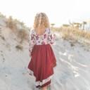  Hi Lo Wine Lace Dress