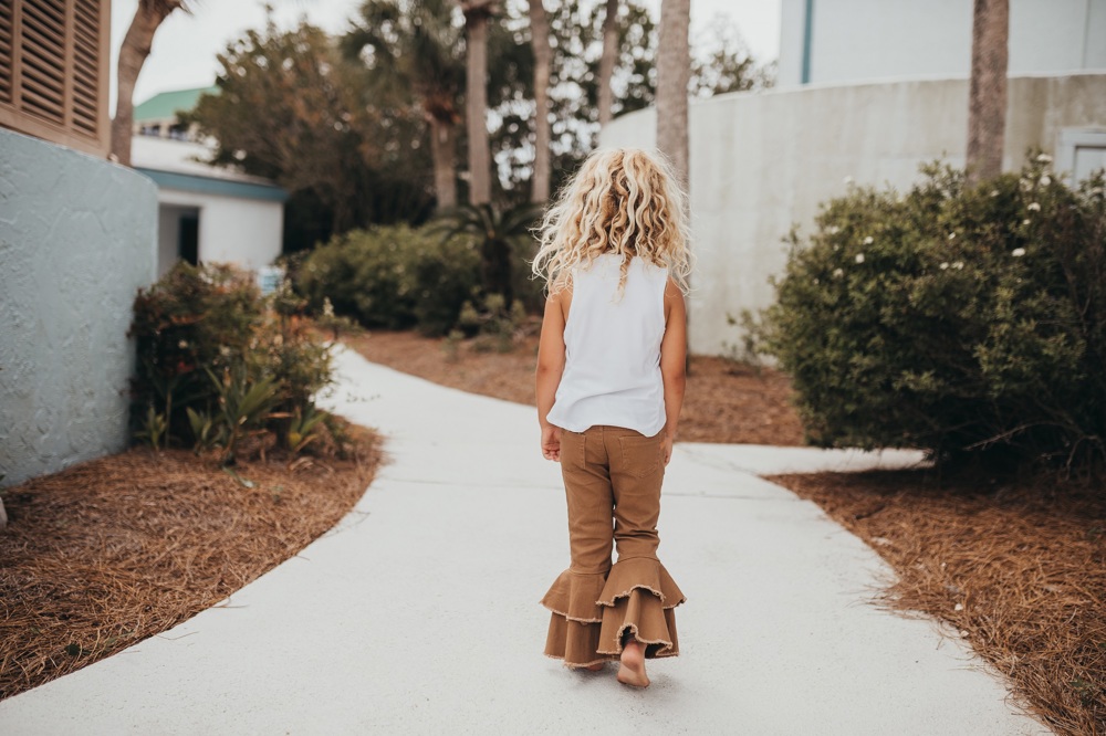 Khaki Denim Ruffle Pant