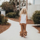  Khaki Denim Ruffle Pant