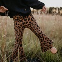  Leopard Denim Flare Pant