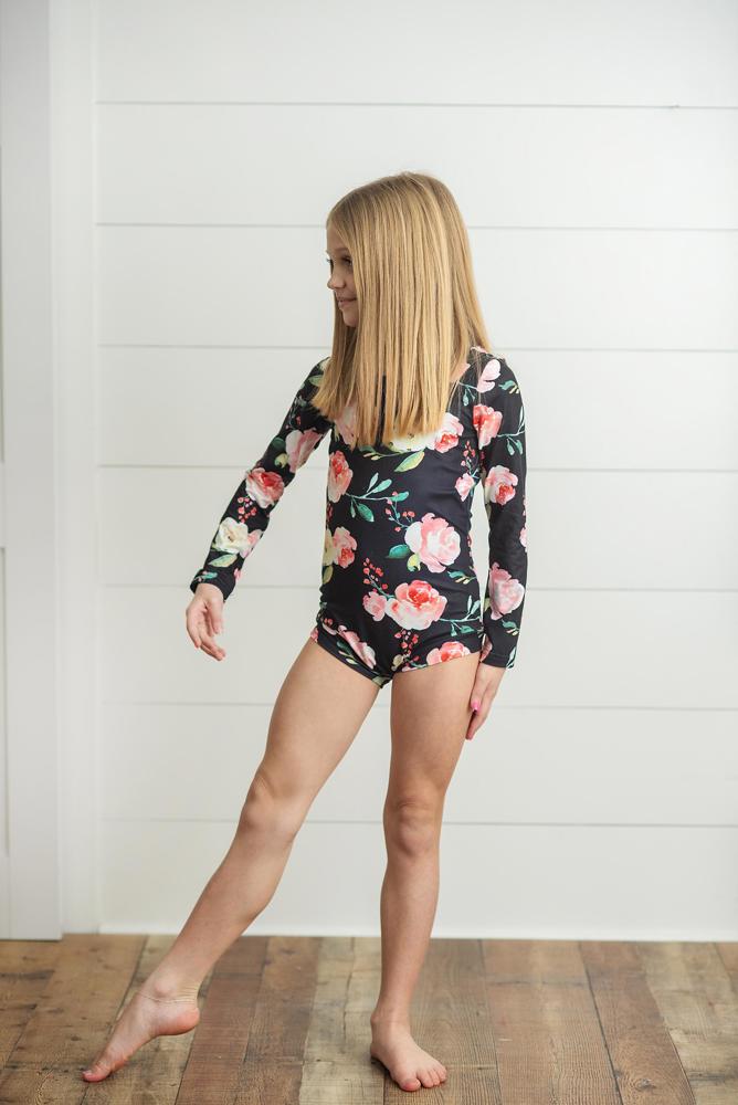 Black Floral Leotard