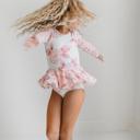  Kids Dusty Pink Rose Dance Long Sleeve Skirted Leotard