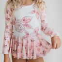  Kids Dusty Pink Rose Dance Long Sleeve Skirted Leotard