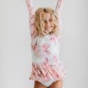  Kids Dusty Pink Rose Dance Long Sleeve Skirted Leotard