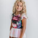 Kids Vintage Peonie Floral Dance Skirted Twirl Leotard