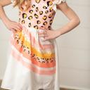  Kids Pink Leopard Short Sleeve Rainbow Dress