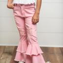  Light Pink Ruffle Denim Jean Pant