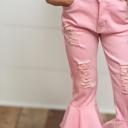  Light Pink Ruffle Denim Jean Pant