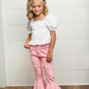  Light Pink Ruffle Denim Jean Pant