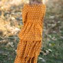  Mustard Dot Tiered Dress