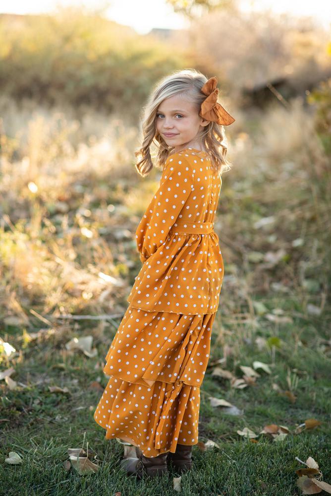 Mustard Dot Tiered Dress