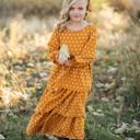  Mustard Dot Tiered Dress